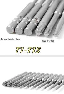 Torx Spanner Solid, Round Shank 4mm Magnetic Torx Screwdriver Bits S2 Bit T1-T15 - Picture 1 of 12