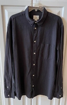 H&M Long-Sleeve Button Up Dress Shirt Black,  Sz Large. Nice - Image 1 of 4