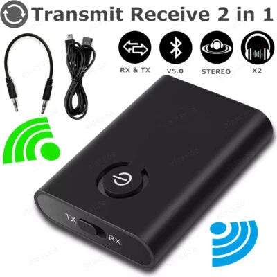 2 in 1 Bluetooth 5.0 Trasmettitore Ricevitore Audio Wireless 3.5mm Jack Adattatore Aux - Immagine 1 di 4