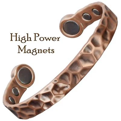 HOLISTIC MAGNETS HIGH POWER Copper Magnetic Bracelet Bangle - Arthritis Bio Pain Relief -Hammered