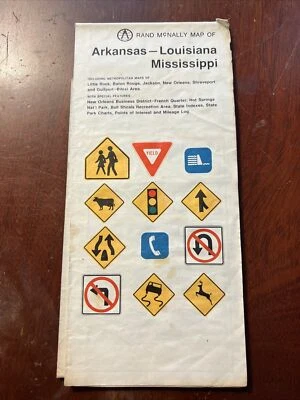 Mapa vintage de Rand McNally 1977 Arkansas, Louisiana, Mississippi  Foto 1 de 4