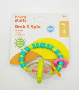 Bright Starts Grab & Spin Baby Rattle & BPA-Free Teether Toy, Ages 3 Months+, Co - Picture 1 of 2
