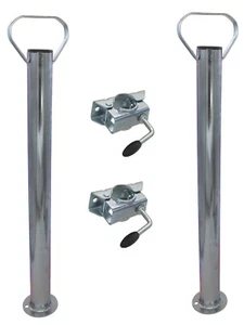 2 x Podpory przyczepy Rura podporowa Podpory postojowe 700mm 70cm Podstawa podporowa + zacisk - Zdjęcie 1 z 12
