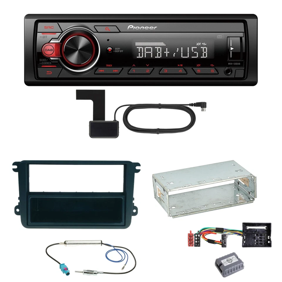 Pioneer MVH-130DAB Digitalradio USB Einbauset für Beetle Jetta Sharan Tiguan T5 - Bild 1 von 1