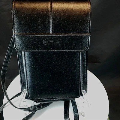 RR Brand Unisex Crossbody Wallet Organizer Bag Dark Brown Faux Leather Foto 1 de 4