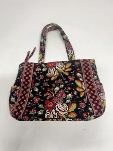Vera Bradley Purse Tote Villager Shoulder Bag Black Floral Quilted - Picture 1 of 6