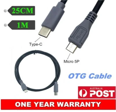 USB Type C (USB-C) to Micro B (Micro USB) Cable Remote Controller Data Cord AU - Image 1 of 3