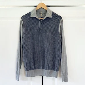 Canali Polo Pullover Langarm Pulli Wolle grau Hahnentritt Gr. 48 IT / US S - Bild 1 von 7