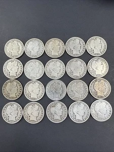 $10 FACE BARBER SILVER HALF DOLLAR ROLL (20 COINS) CIRCULATED ASSORTED YEARS! - Picture 1 of 2