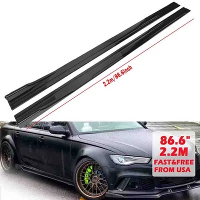 Gloss Blk 86.6" Side Skirt Extension Lower Splitter For BMW 3 series F10 F30 F32 Foto 1 de 4