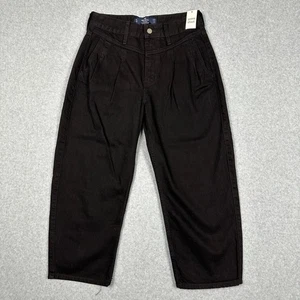 NWT Hollister Jeans Womens 5 Short High Rise Barrel Black Denim - Picture 1 of 10