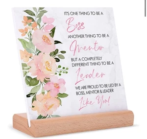 Jefe Regalo para Mujer Mentor Líder Gerente Dama Regalo Placa Madera Vidrio - Imagen 1 de 8