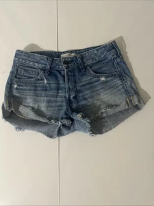 Abercrombie & Fitch Womens Blue Denim Distressed Cuffed Cut-Off Shorts SIZE 4/27 - Picture 1 of 8