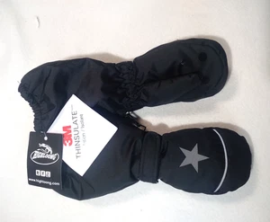 Highloong 3M Thinsulate Winter Mittens Kids Sz 3 Small Black Smiley Face - New - Picture 1 of 7