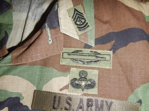 US Woodland BDU M81 Shirt * E-8 SGM * GOLD STAR COMBAT JUMP WINGS 82nd Airborne - Picture 1 of 7