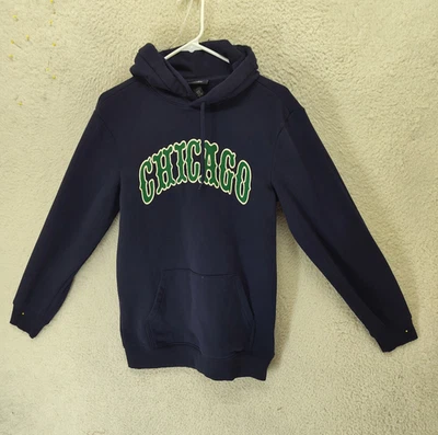 Sudadera H M Hombres Extra Pequeña Azul Marino Mezcla de Algodón Ajuste Regular Pullover Sudadera con Capucha Foto 1 de 4