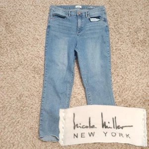 Nicole Miller Womens 10 SOHO High Rise Skinny Crop Blue Jeans - Picture 1 of 10