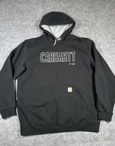Carhartt Hombres Sudadera Negra Con Capucha Suelta Peso Medio Fieltro Logo Gráfico Talla XL - Imagen 1 de 9