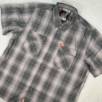 Dixxon 衬衫男式 2XL XXL 灰色格子纽扣合金竹混纺 — 第 1/4 张图片