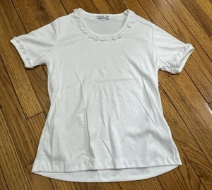 Gertrude Davenport White Shirt with Ruffled Collar and Sleeves Women's Medium - Picture 1 of 8