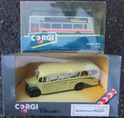 2x CORGI Diecast Models Metro Bus 91864 & Bedford Type OB Coach D949/25 In Box - Image 1 of 3
