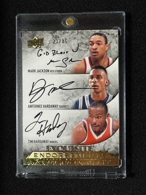 2012 Upper Deck Exquisite /35 Triple Auto Anfernee Hardaway Tim Hardaway Jackson - Image 1 of 2