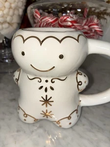 Taza en forma de pan de jengibre detalles de oro blanco Godinger vacaciones de Navidad - Imagen 1 de 8