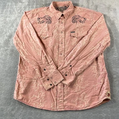 Southern Thread Shirt Mens XL Pink Western Embroidered Casual Snap Preppy - Image 1 of 4