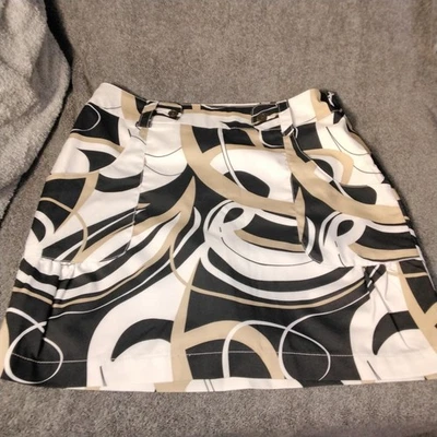 Falda corta Izod Cool Fx para mujer talla 2 blanca beige bolsillos abstractos cremallera cinturón Foto 1 de 4