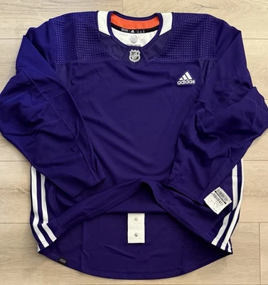 NUEVA Camiseta Adidas MiC Auténtica Púrpura en Blanco NHL Practice Pro Stock Talla 54 Foto 1 de 4