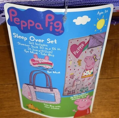Peppa Pig Girl’s Sleepover Set Inc Saco de Dormir Dormir Máscara Estuche de Transporte Nuevo Foto 1 de 4