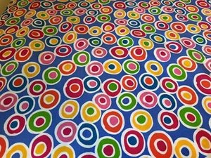 CIRCLES Modern Home decor Fabric Traditions blue background BTY - Picture 1 of 5