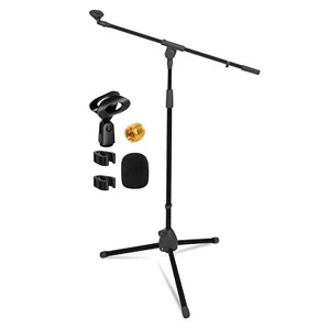 5 Core Microphone Stand Floor Height Adjustable w Extending Telescoping Boom Arm - Picture 1 of 12