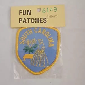 Abito Lungo Vintage Pretty Southern Belle Patch SOUTH CAROLINA Donna Fiore Oro Blu - Foto 1 di 2