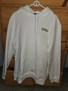 H&M X Pokemon Mens Large Pullover Hoodie White Charizard Ltd Ed - Picture 1 of 3