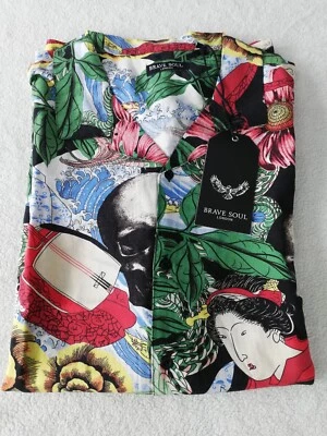 Camisa Brave Soul London Grande Tropical Abotonada Manga Corta Nueva. Foto 1 de 4
