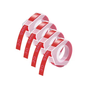 4PK 3D Emobssing Label Tape White on Red 520102 For Dymo Organizer Xpress Pro - Picture 1 of 9