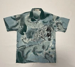 Y2K Crazy Vintage Shirt with Japanese Dragon Print - Picture 1 of 6