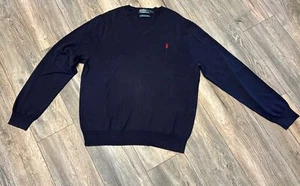 Vintage Polo Ralph Lauren Strickpullover Herren XL Blau Langarm Pullover A1-04 - Bild 1 von 9