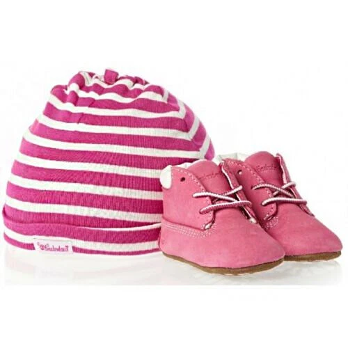 Timberland Infante Parte Infante Suave Rosa Sólido Niño Niña Zapatos Cuna Botines Gorra Conjunto Foto 1 de 2