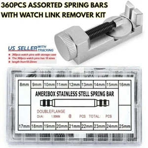 360Pcs Watch Pins Spring Bars Band Strap Link Remover Set Repair Kit Stainless  - Picture 1 of 12