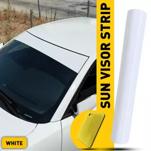 Vinyl Windshield Visor Sun Strip window banner sheet racing car truck White - Picture 1 of 9