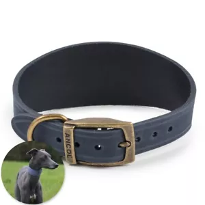 BLUE LEATHER WHIPPET COLLAR Sighthound Lurcher Greyhound Wide Neck Band UK MADE - Picture 1 of 4