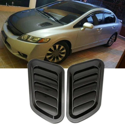 Car 1 Pair Front Engine Air Flow Intake Turbo Bonnet Vent Cover Hood Accessories - Image 1 of 4