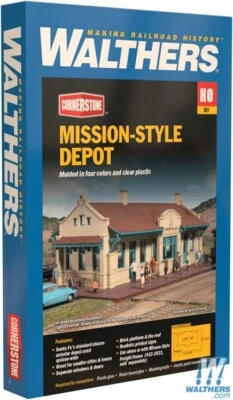 Walthers 933-2920 Mission-Style Depot Kit - 11-5/16 x 6-7/16 x 3-3/4" : HO Scale - Image 1 of 2