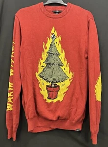 Volcom Ugly Christmas Sweater Pullover Christmas Tree On Fire Men’s Large - Picture 1 of 7