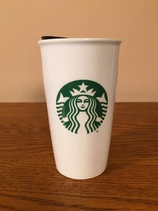 NEU Starbucks Sirene Logo doppelwandiger Keramik Reisebecher weiß Becher 12 Unzen Neu mit Etikett - Bild 1 von 2