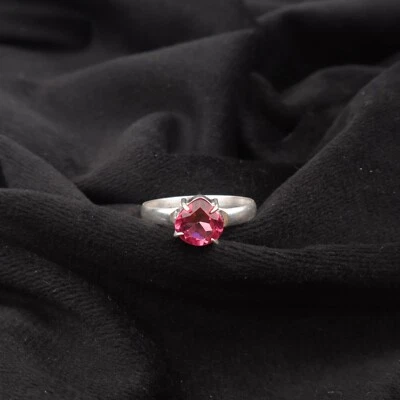 Natural Pink Tourmaline Gemstone 925 Sterling Silver Handmade Ring Gift For Her - Image 1 of 4
