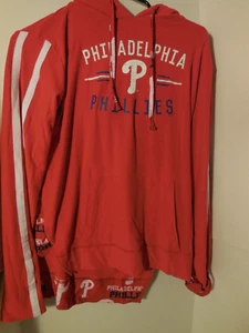New Ladies Philadelphia Phillies Long Sleeve Hoodie Shirt Light Weight Red Med - Picture 1 of 2