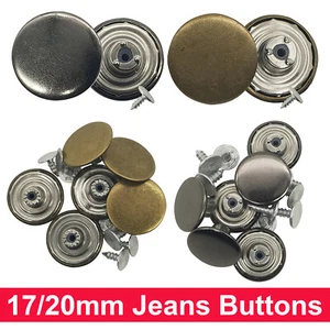 17/20MM Jeans Buttons Hammer on Denim Replacement for Leather Craft Coats Jacket - Picture 1 of 16